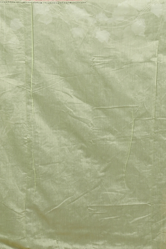 Lime Green Cotton Blend Dayki Kantha Stitch Saree (1902)