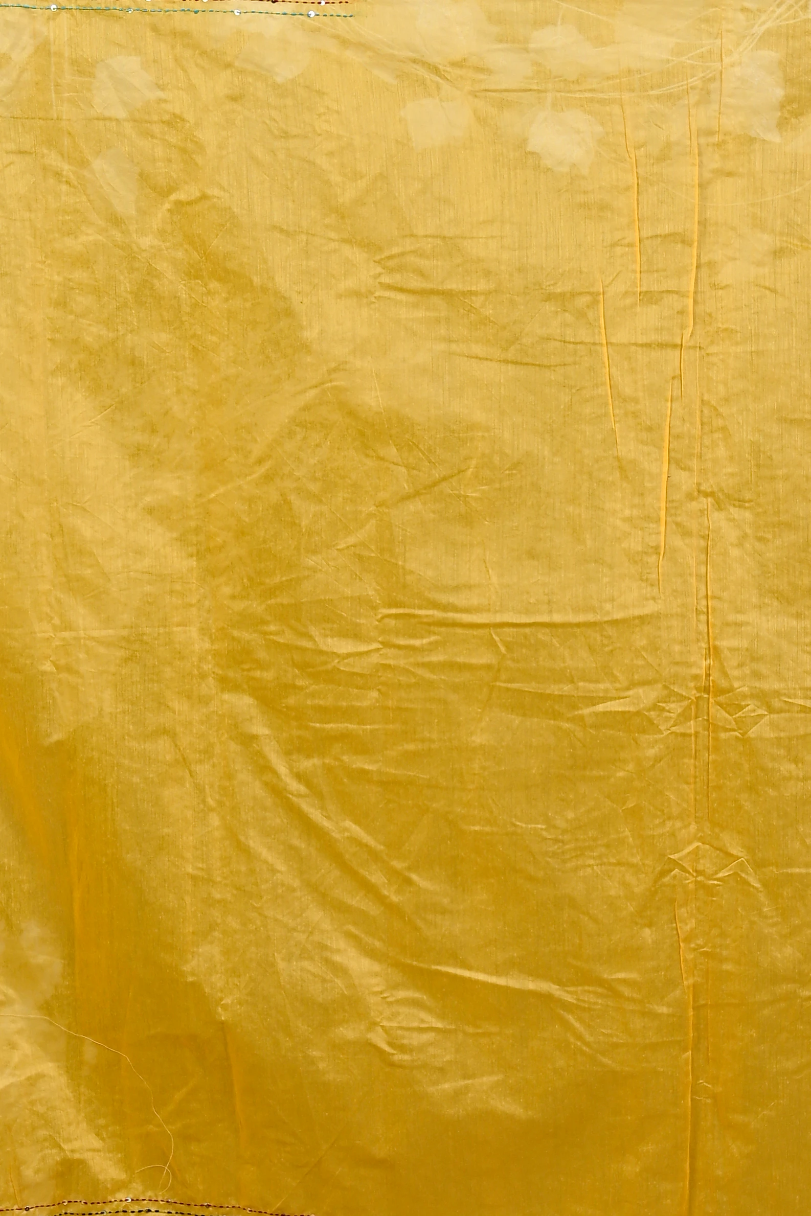 Yellow Cotton Blend Dayki Kantha Stitch Saree (1903)