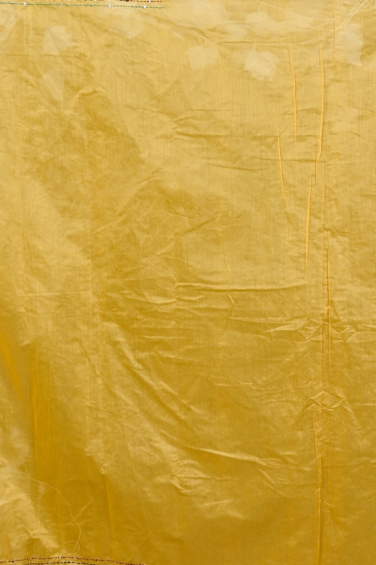 Yellow Cotton Blend Dayki Kantha Stitch Saree (1903)