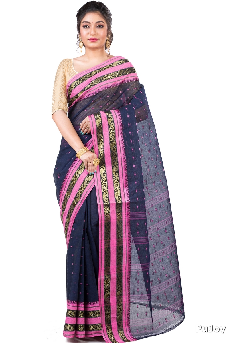 Beige Pure Cotton Alpona Tant Saree (191)