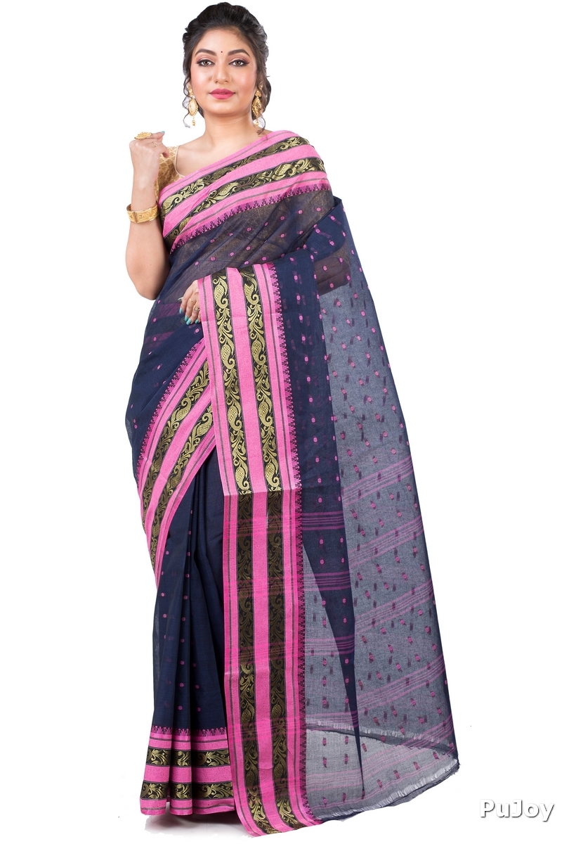 Beige Pure Cotton Alpona Tant Saree (191)