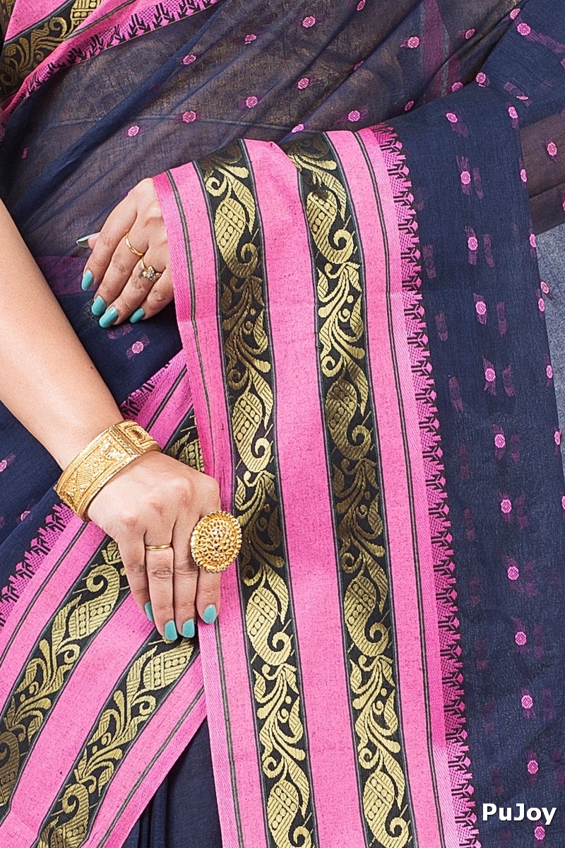 Beige Pure Cotton Alpona Tant Saree (191)