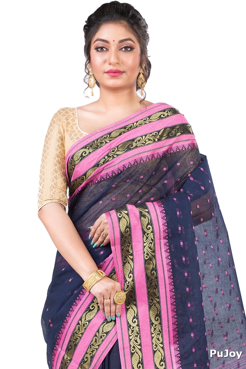 Beige Pure Cotton Alpona Tant Saree (191)