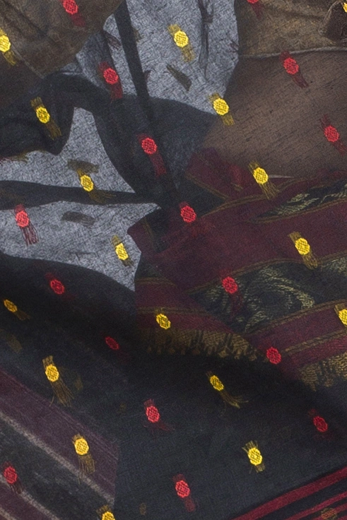 Beige Pure Cotton Alpona Tant Saree (192)