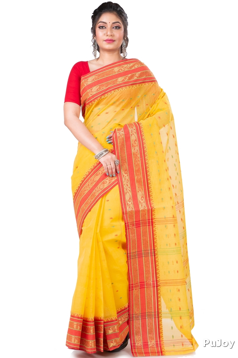 Beige Pure Cotton Alpona Tant Saree (193)
