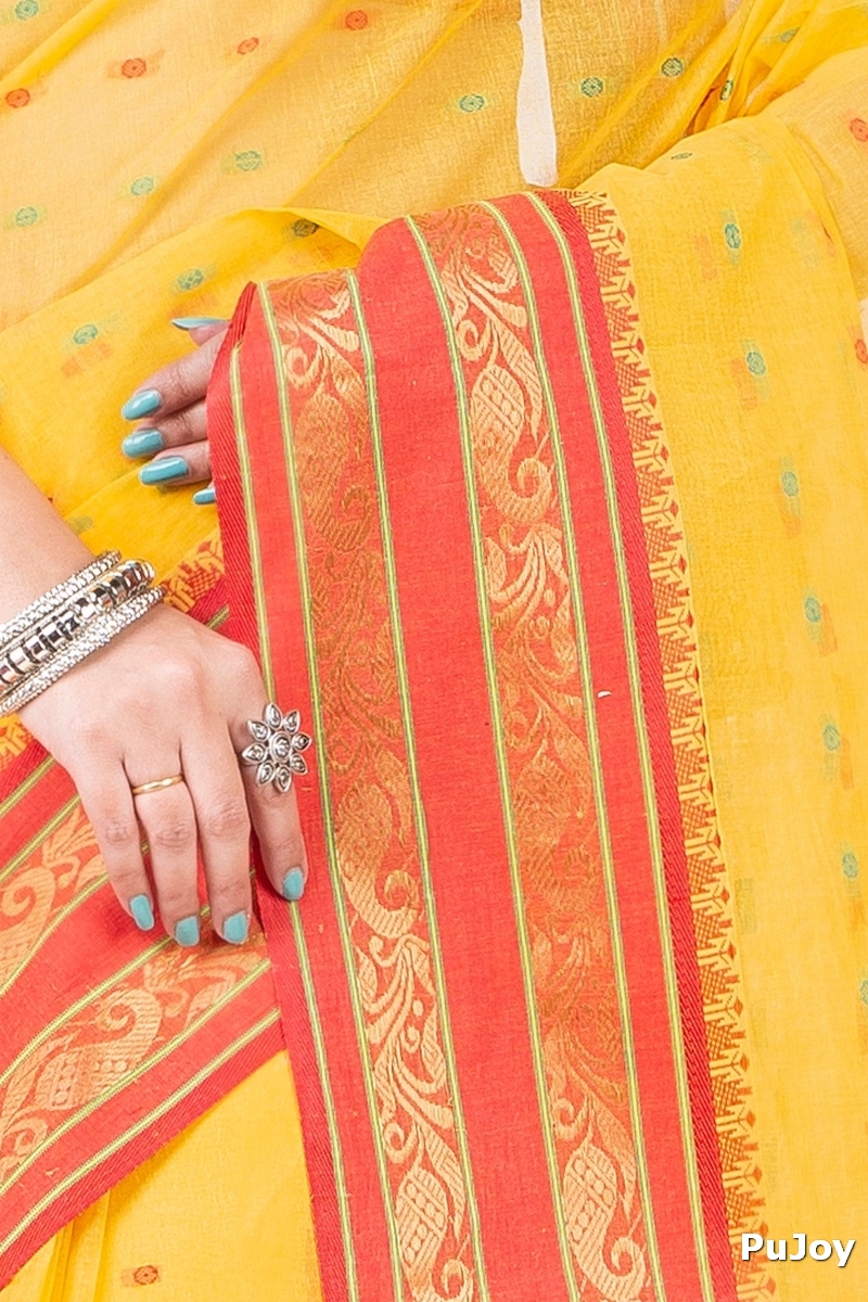 Beige Pure Cotton Alpona Tant Saree (193)