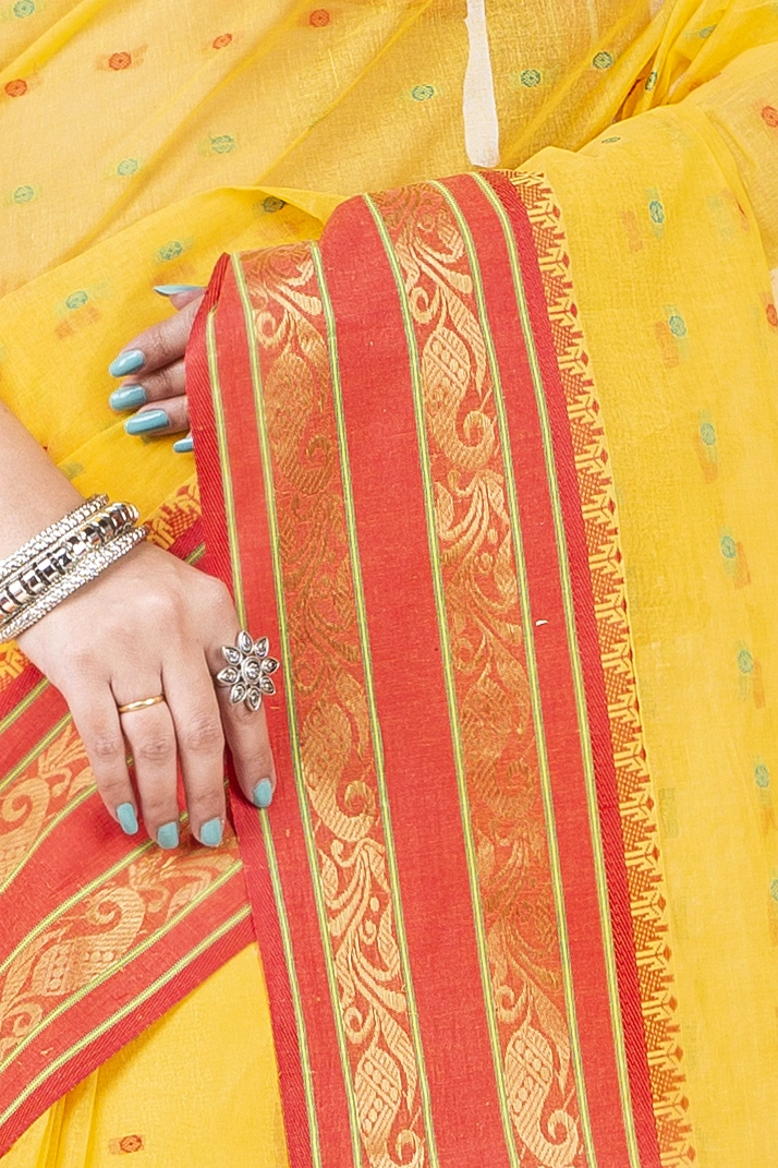 Beige Pure Cotton Alpona Tant Saree (193)