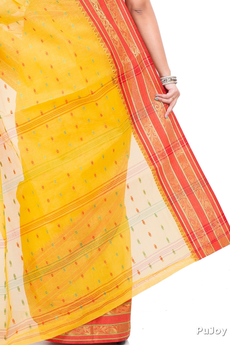 Beige Pure Cotton Alpona Tant Saree (193)