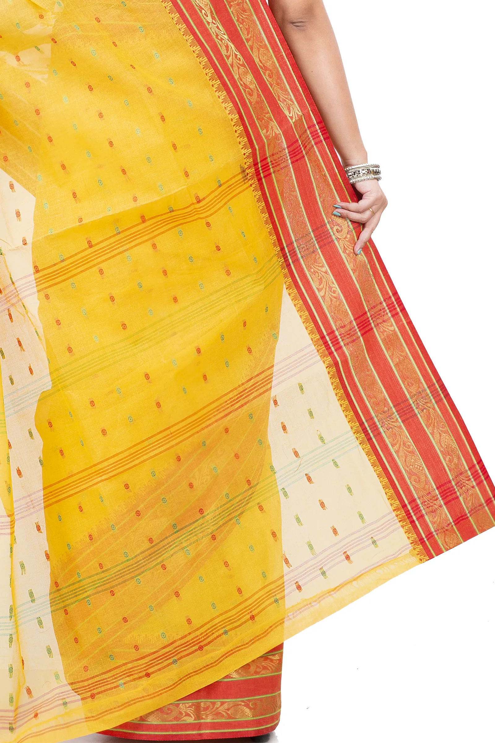 Beige Pure Cotton Alpona Tant Saree (193)
