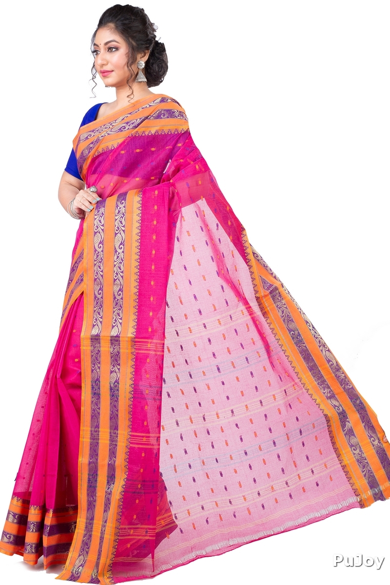 Beige Pure Cotton Alpona Tant Saree (194)