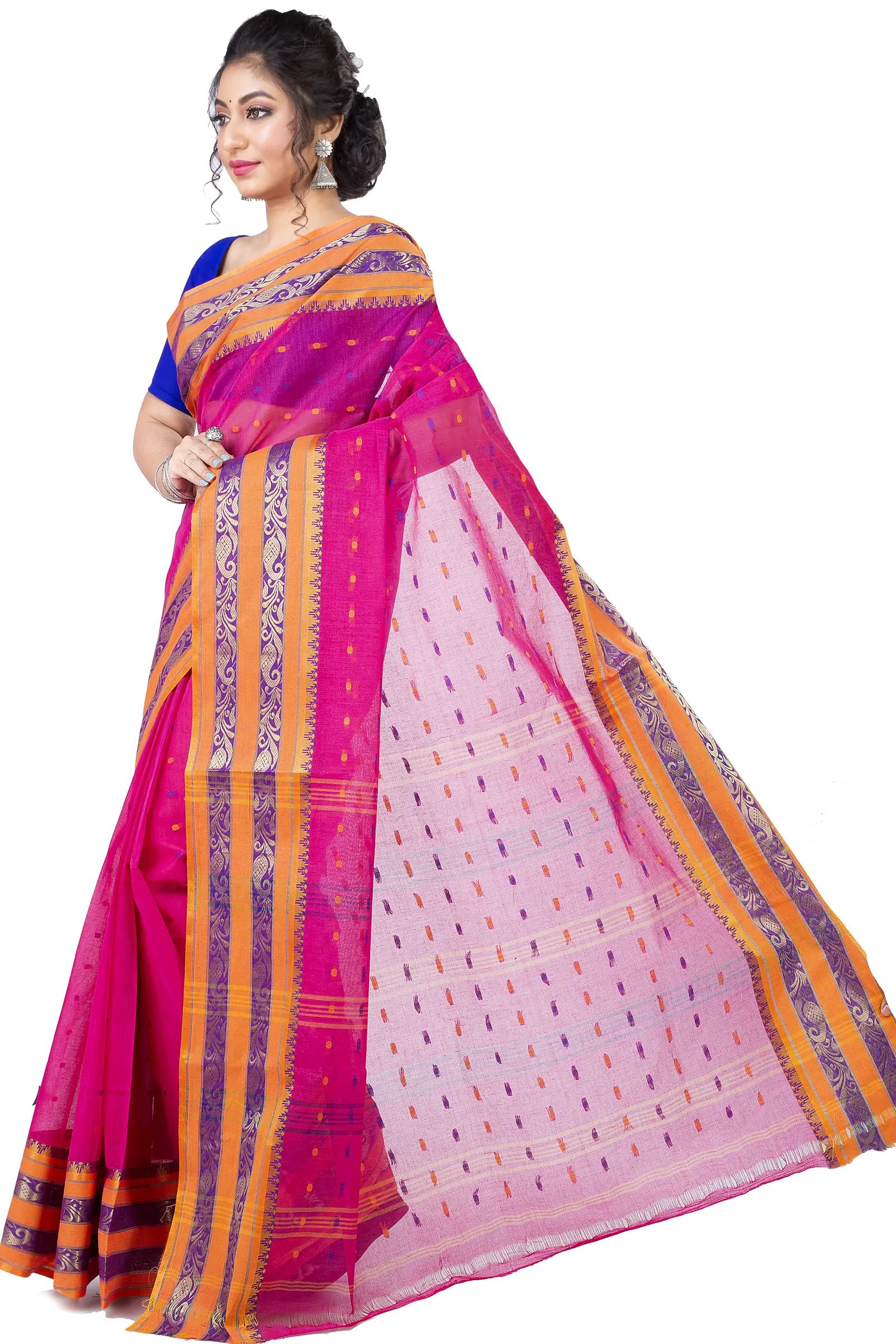 Beige Pure Cotton Alpona Tant Saree (194)