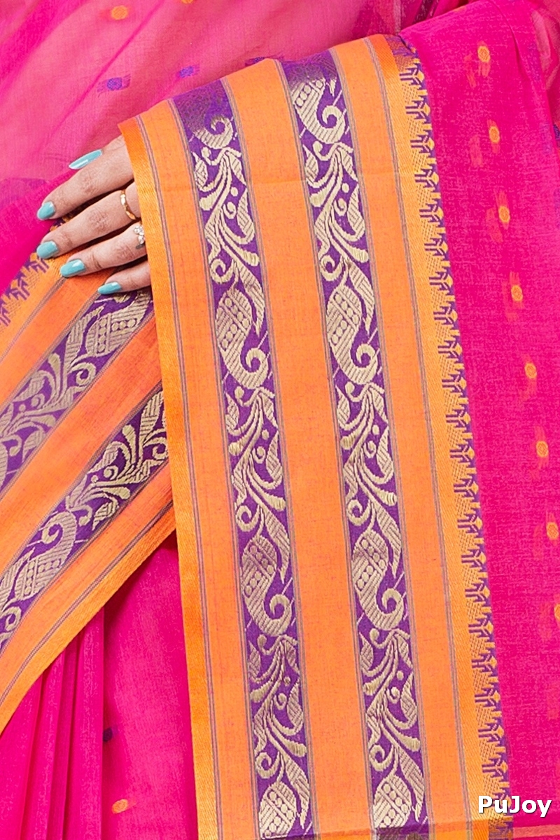 Beige Pure Cotton Alpona Tant Saree (194)