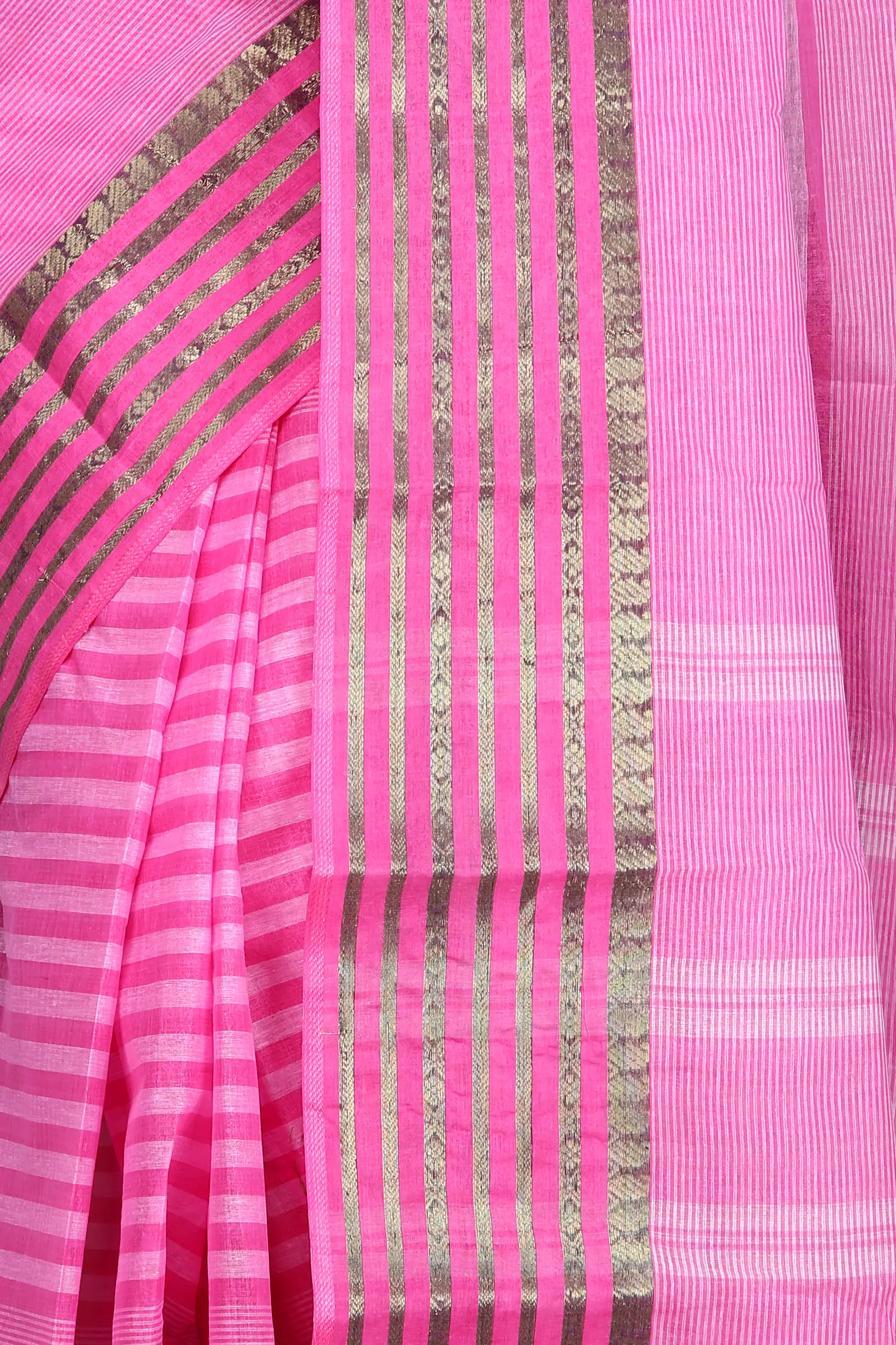 Pink Pure Cotton Zori Border Tant Saree (1963)