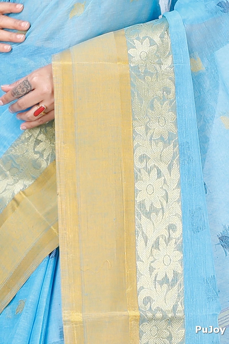 Sky Blue Pure Cotton Geena Tant Saree (198)