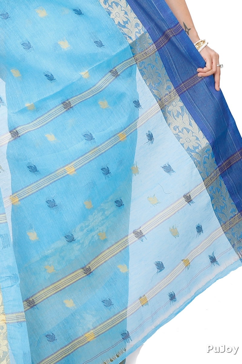 Sky Blue Pure Cotton Geena Tant Saree (198)