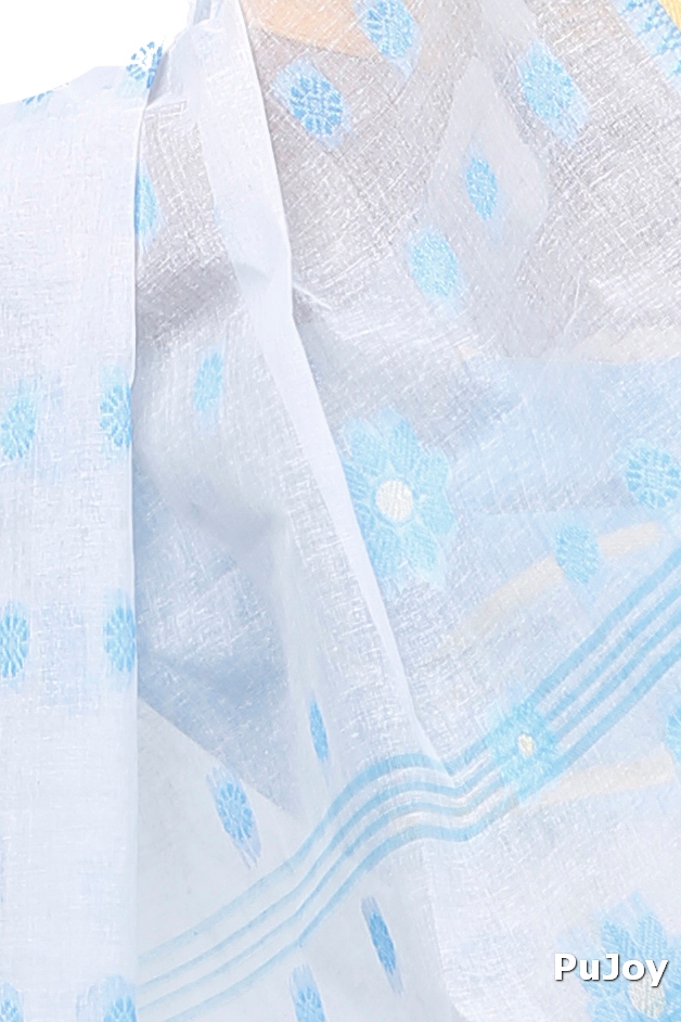 Sky Blue Pure Cotton BolLata_Tant Tant Saree (199)