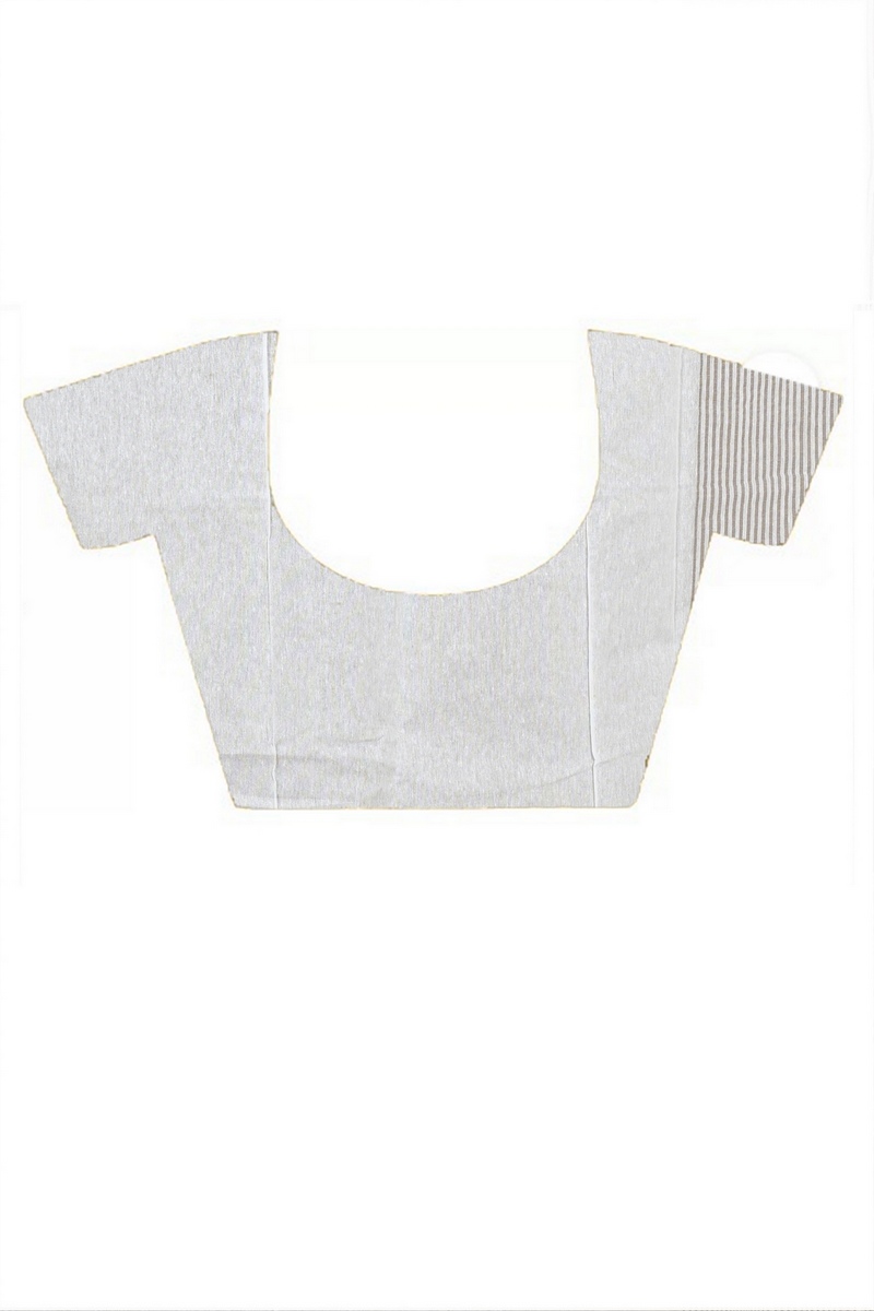 White Blended Cotton Aplika Applique Saree (1992)