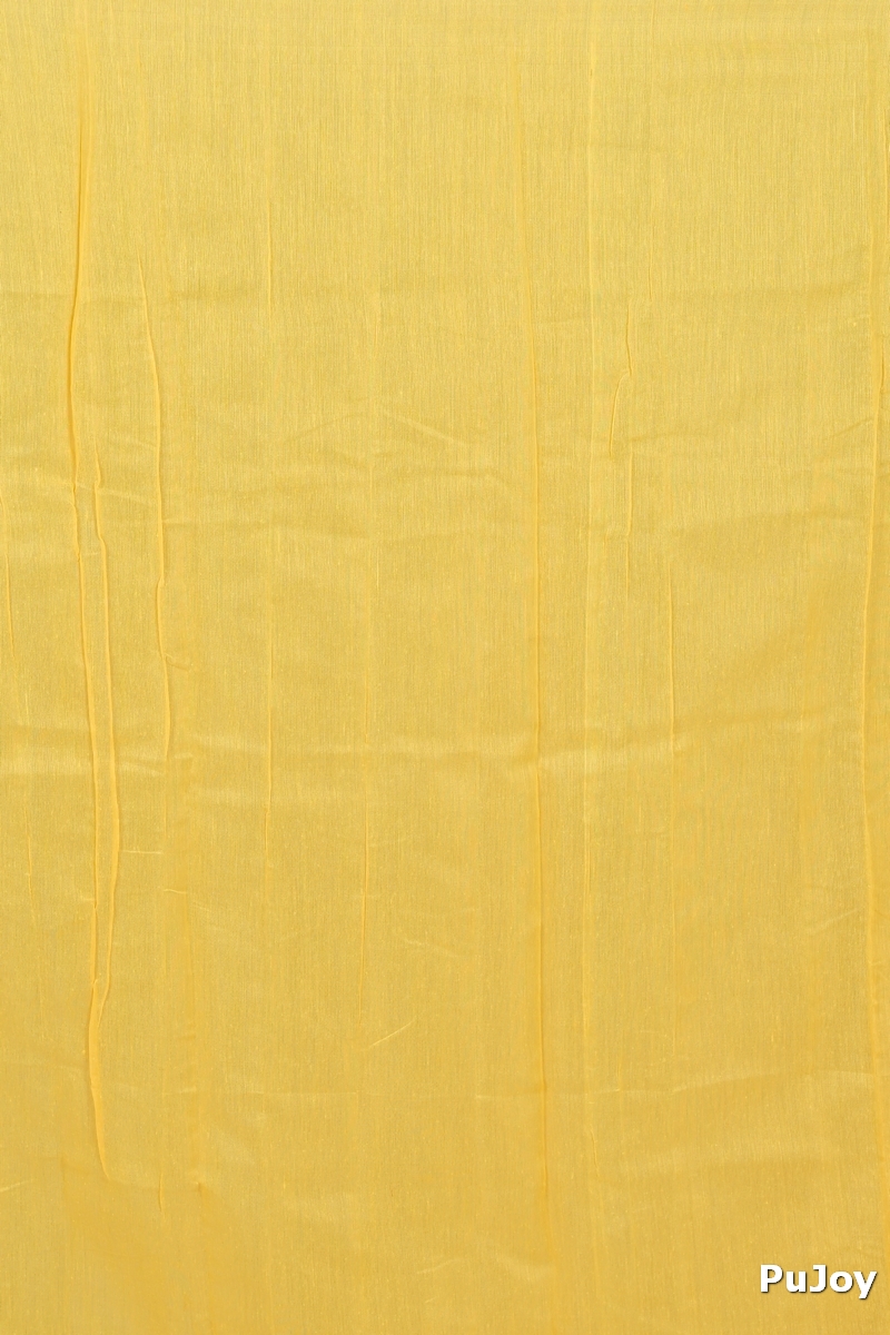 Yellow Blended Cotton Aplika Applique Saree (1994)