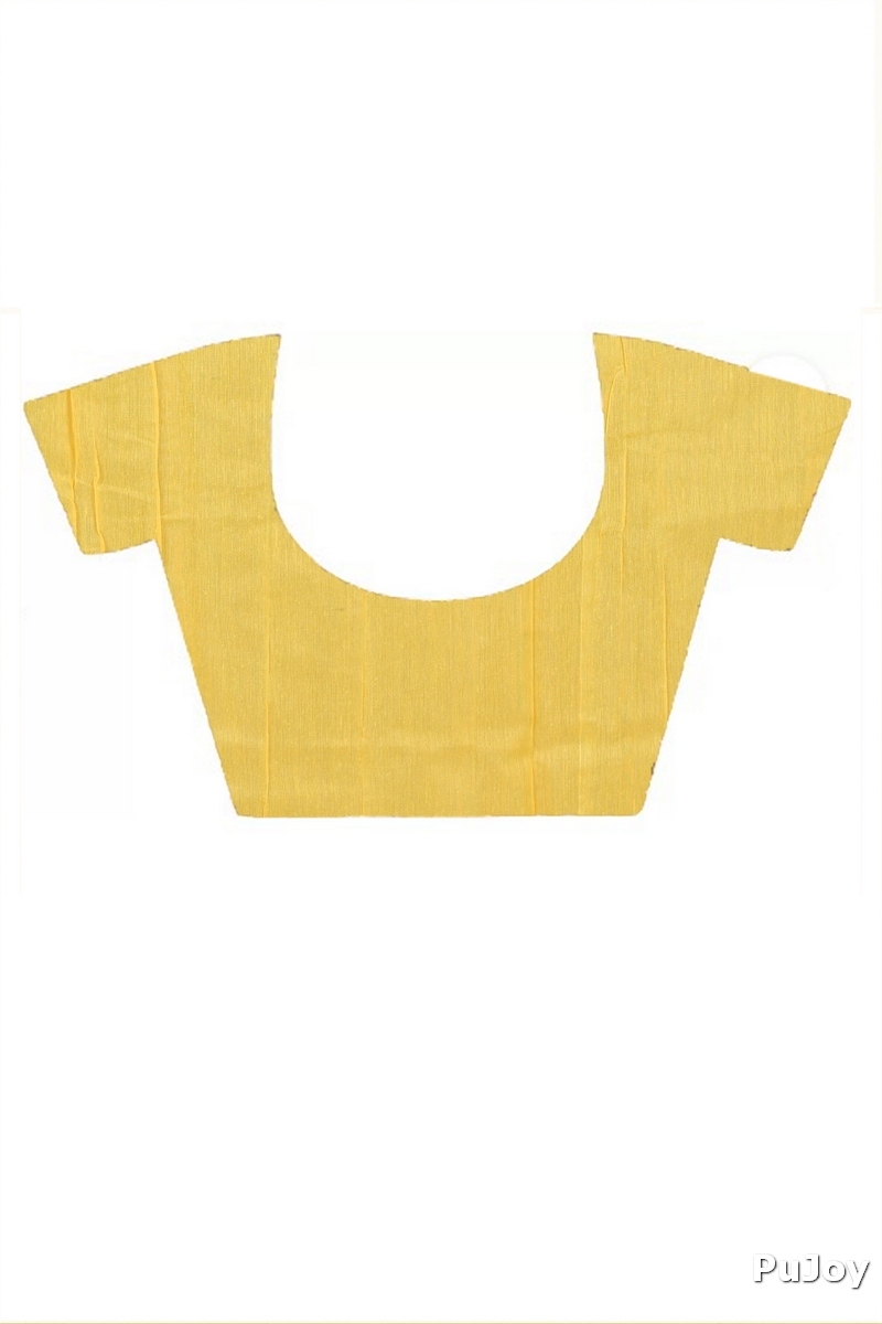 Yellow Blended Cotton Aplika Applique Saree (1994)