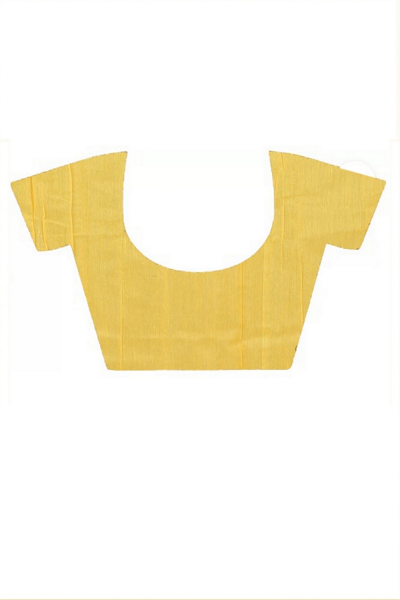 Yellow Blended Cotton Aplika Applique Saree (1994)