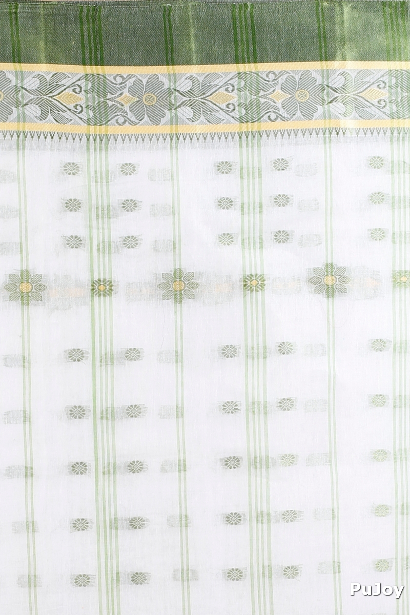 Green White Pure Cotton BolLata_Tant Tant Saree (200)