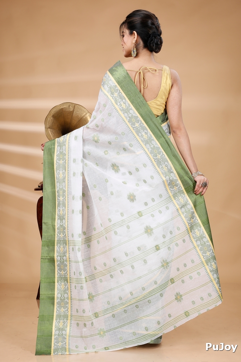 Green White Pure Cotton BolLata_Tant Tant Saree (200)