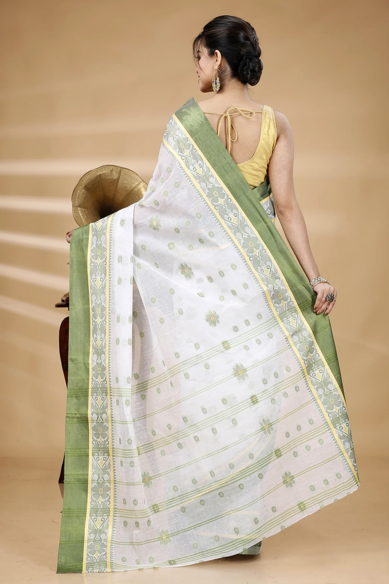 Green White Pure Cotton BolLata_Tant Tant Saree (200)