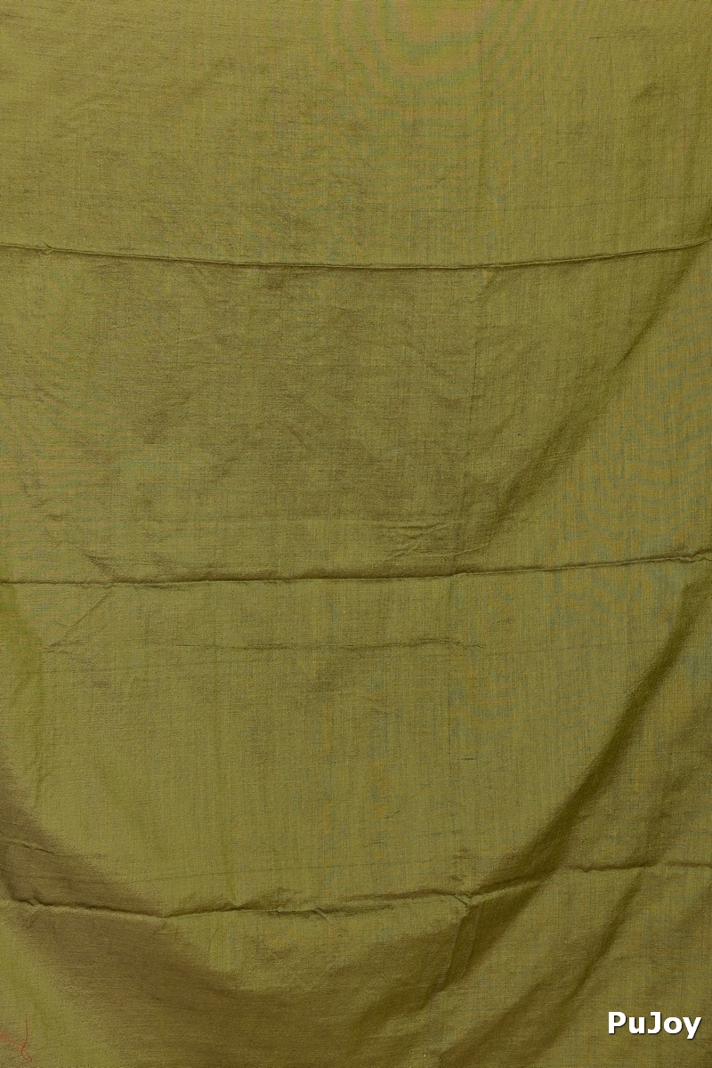 Dark Green Pure Cotton Aplika Tanu Applique Saree (2001)