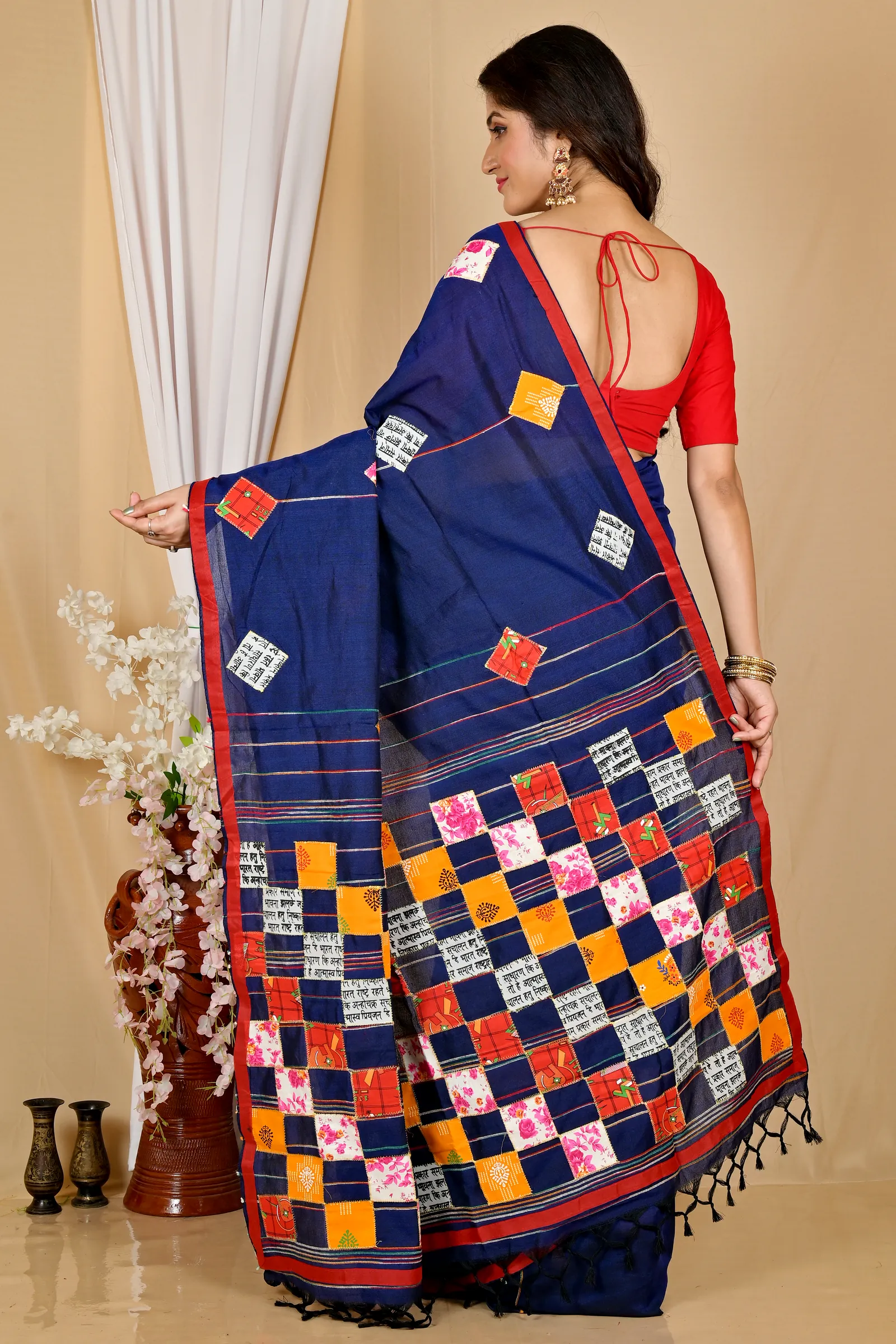 Naby Blue Pure Cotton Aplika Tanu Applique Saree (2004)