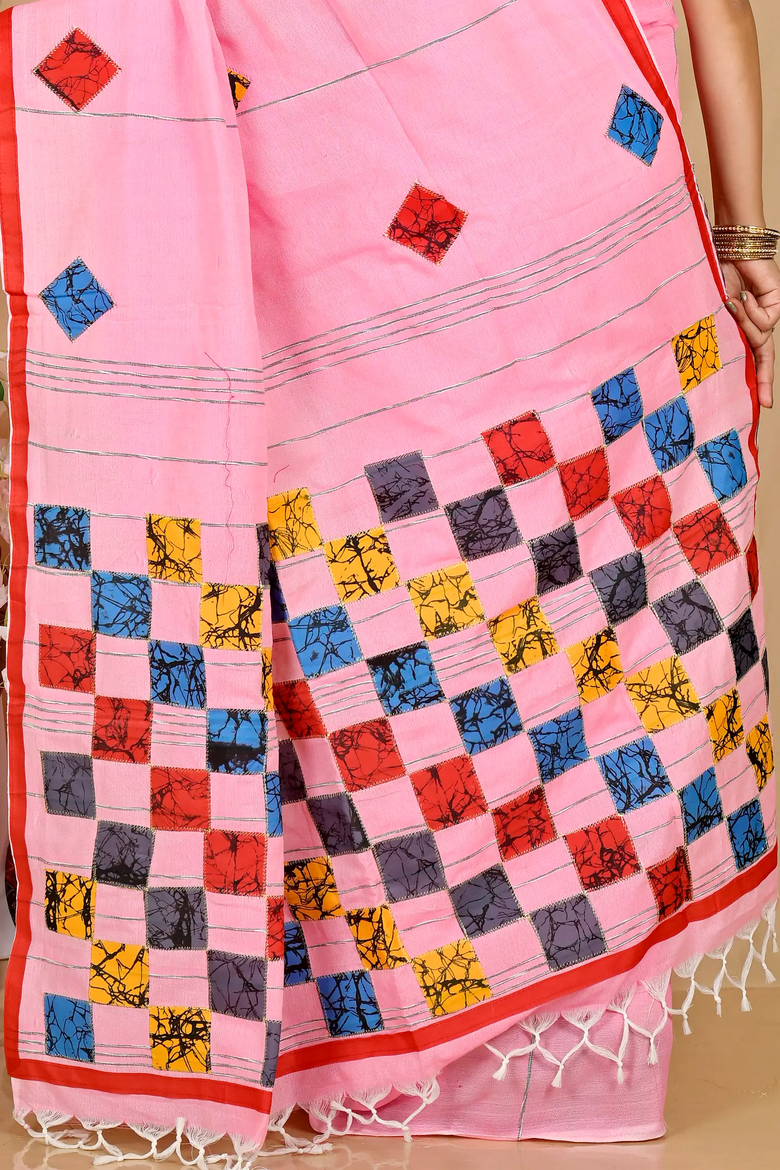Pink Pure Cotton Aplika Tanu Applique Saree (2005)