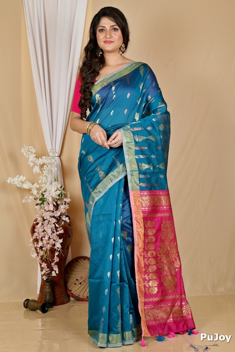 Royal Blue Blended Cotton Samo Hand Loom Saree (2010)