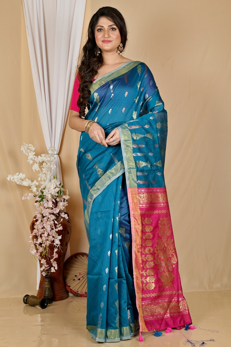 Royal Blue Blended Cotton Samo Hand Loom Saree (2010)