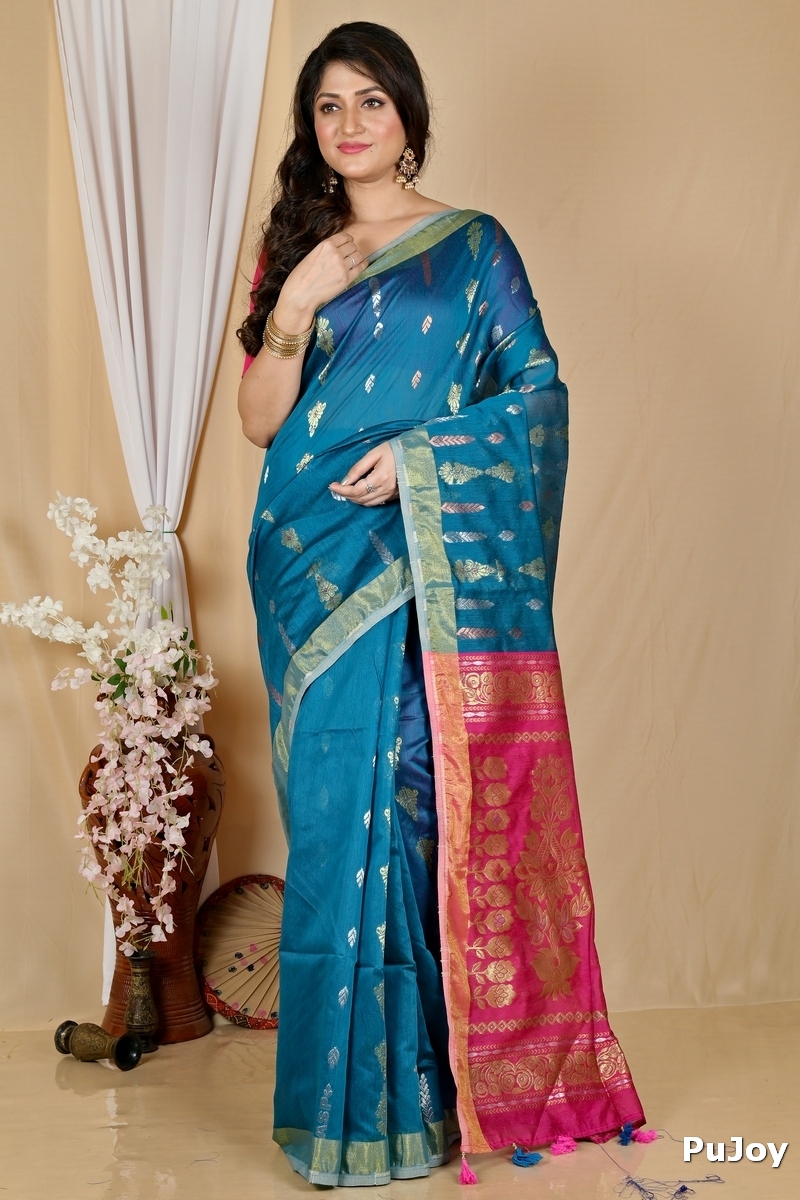 Royal Blue Blended Cotton Samo Hand Loom Saree (2010)