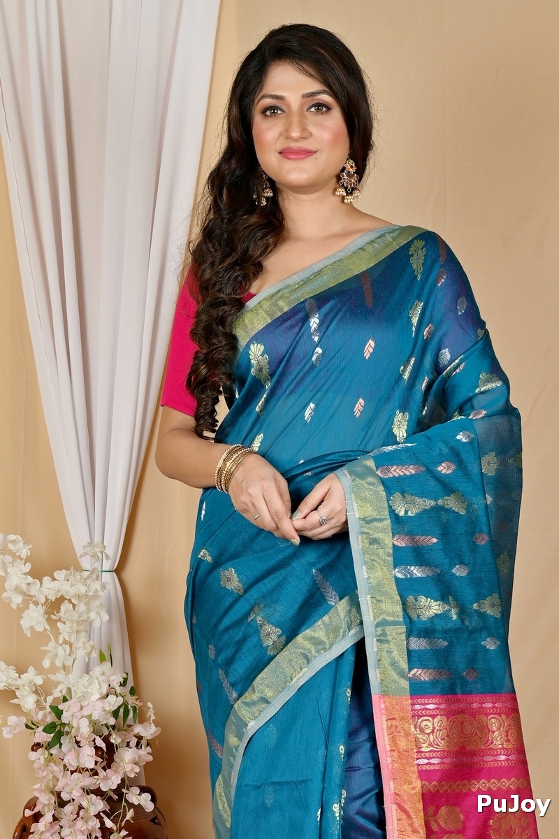 Royal Blue Blended Cotton Samo Hand Loom Saree (2010)
