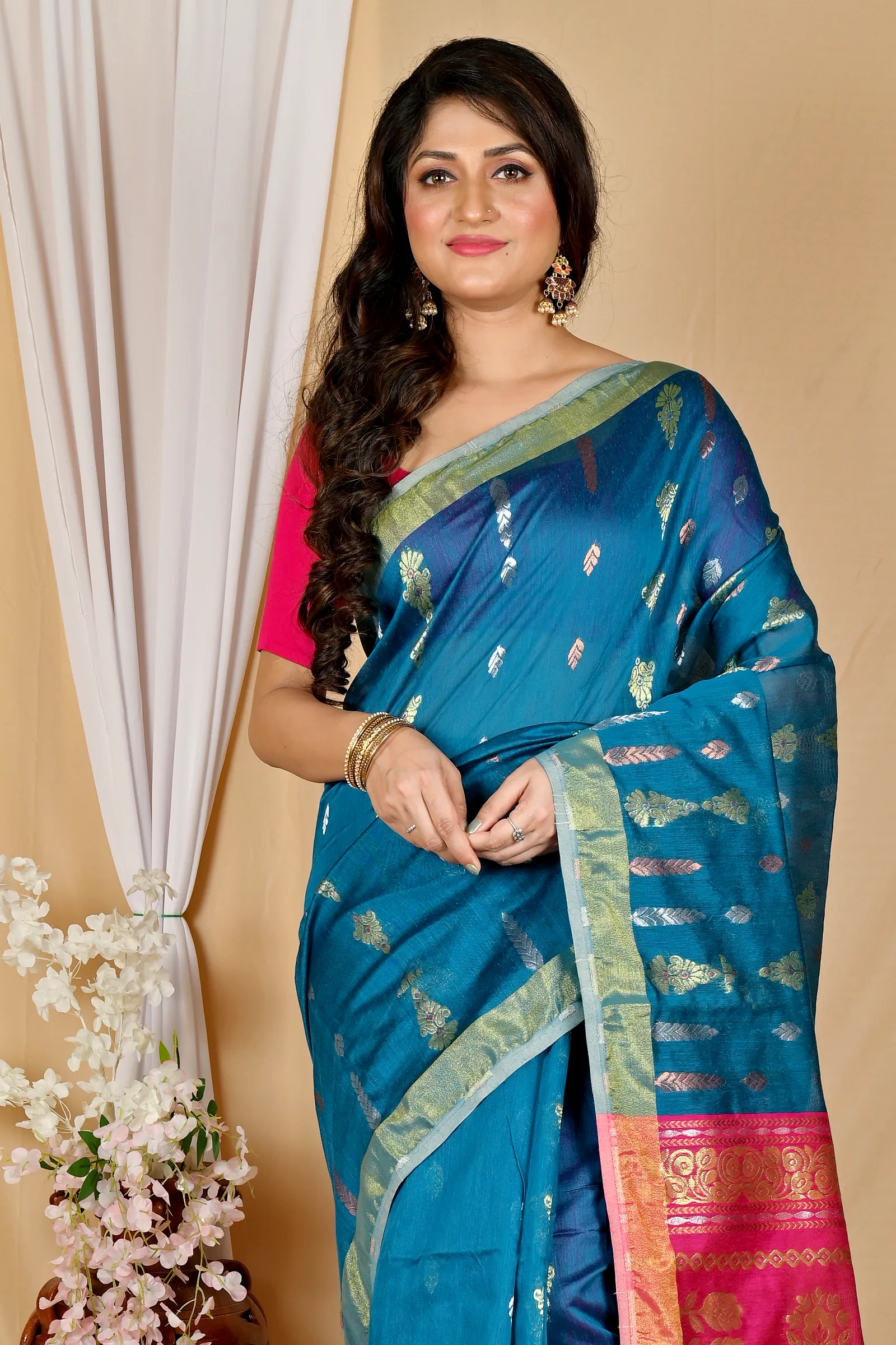 Royal Blue Blended Cotton Samo Hand Loom Saree (2010)