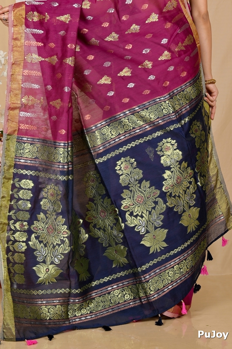 Dark Brown Blended Cotton Samo Hand Loom Saree (2011)