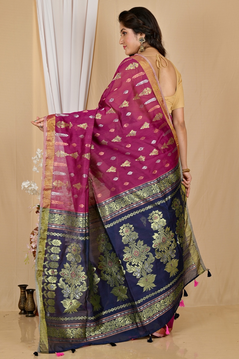 Dark Brown Blended Cotton Samo Hand Loom Saree (2011)