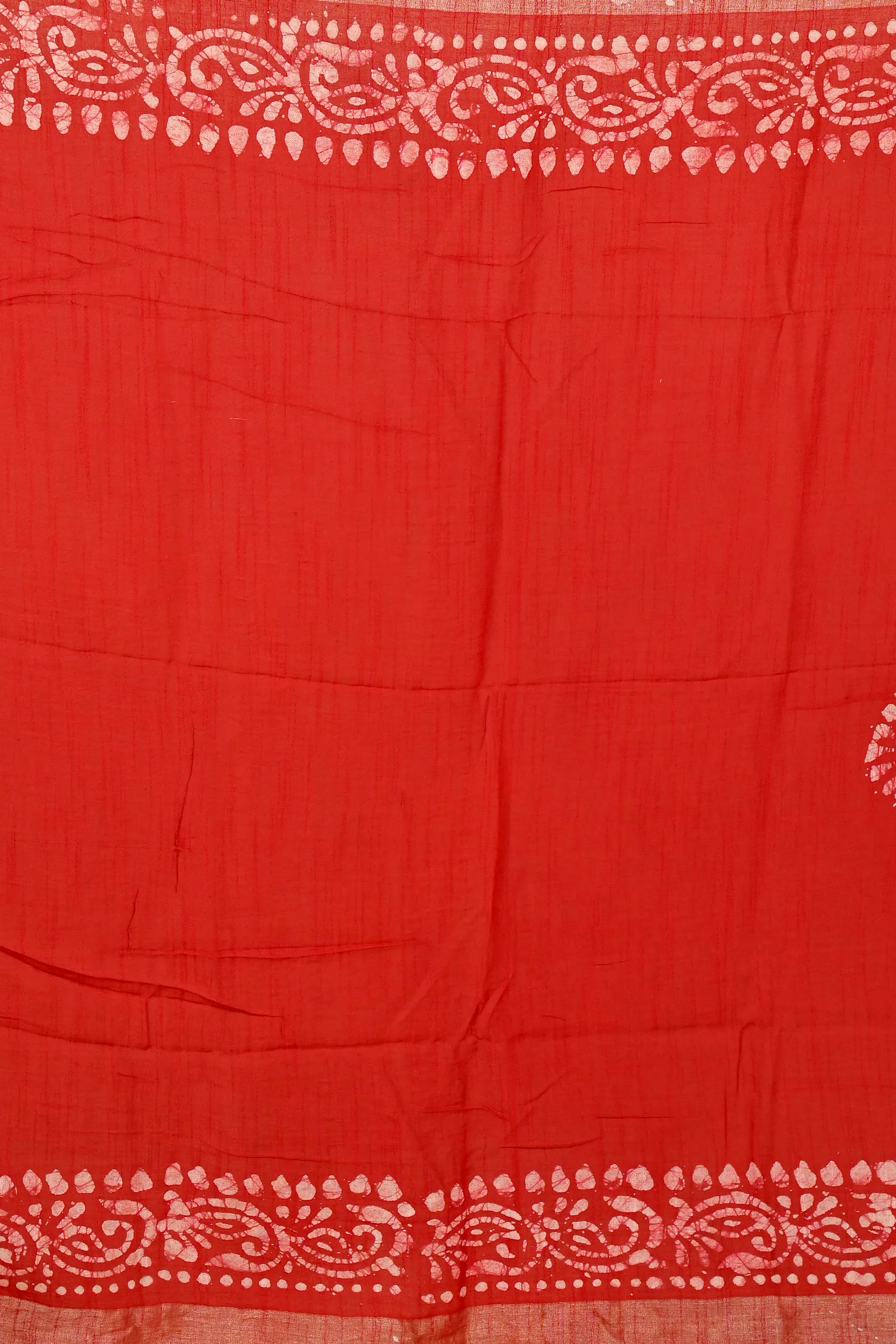 Red Pure Cotton Batika Boll Batik Print Saree (2014)