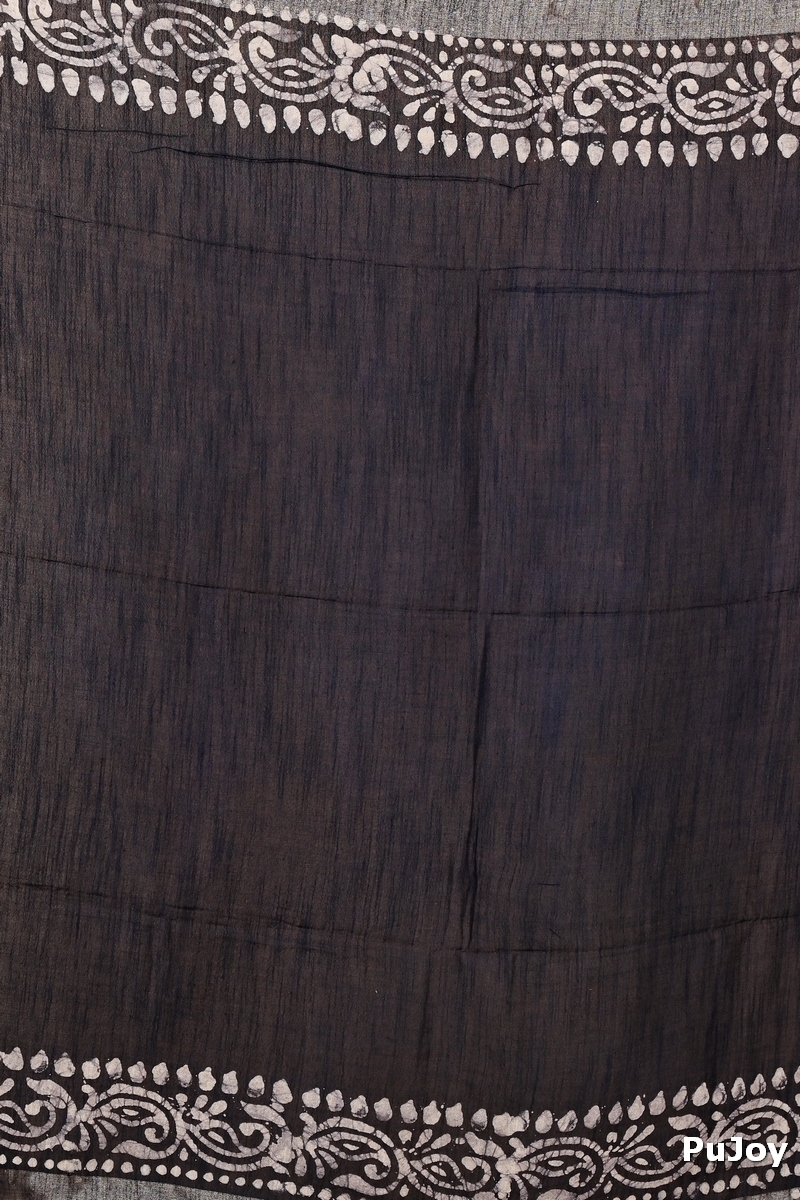 Black Pure Cotton Batika Boll Batik Print Saree (2015)