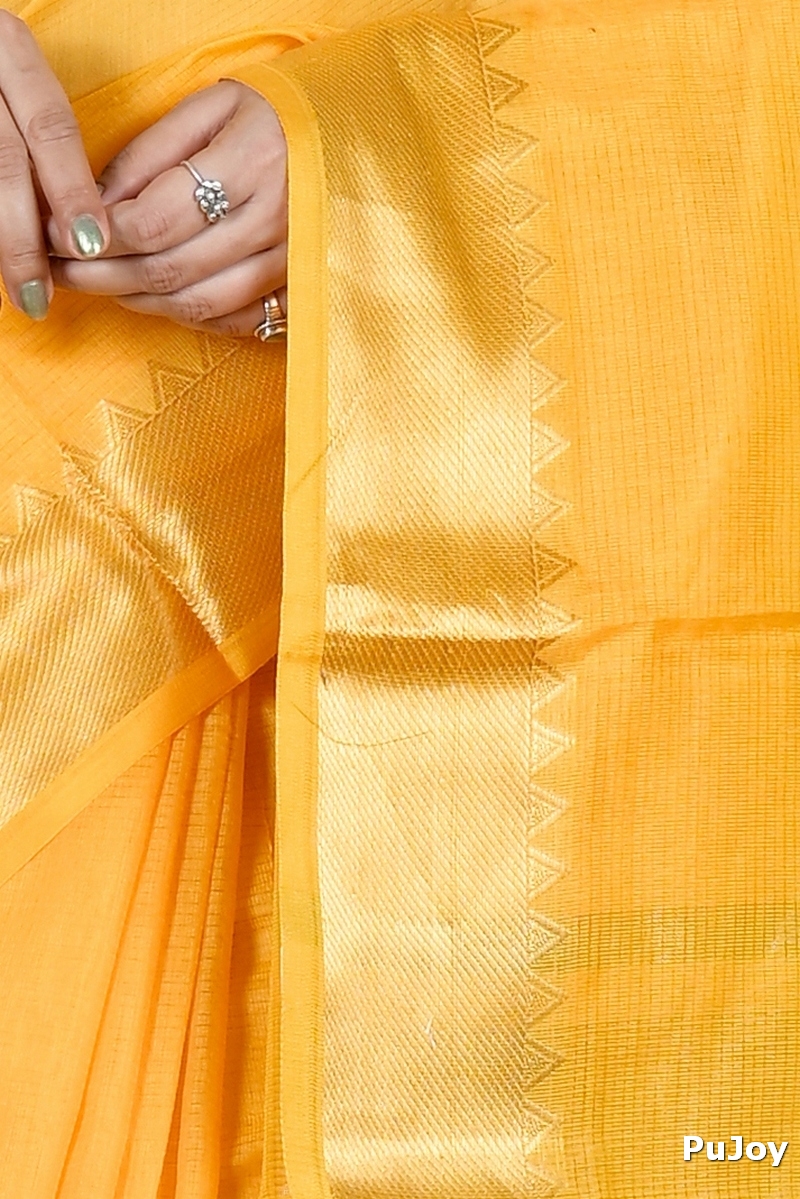 Yellow Cotton Silk Sikra Hand Loom Saree (2016)