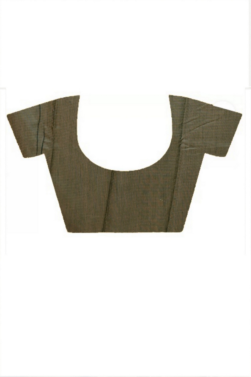 Dark Green Cotton Silk Sikra Hand Loom Saree (2019)