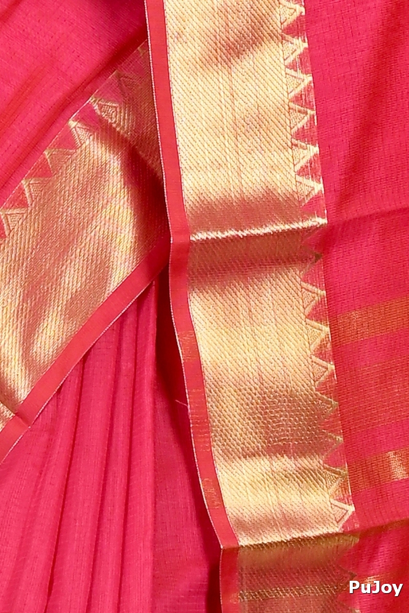 Rani Pink Cotton Silk Sikra Hand Loom Saree (2020)