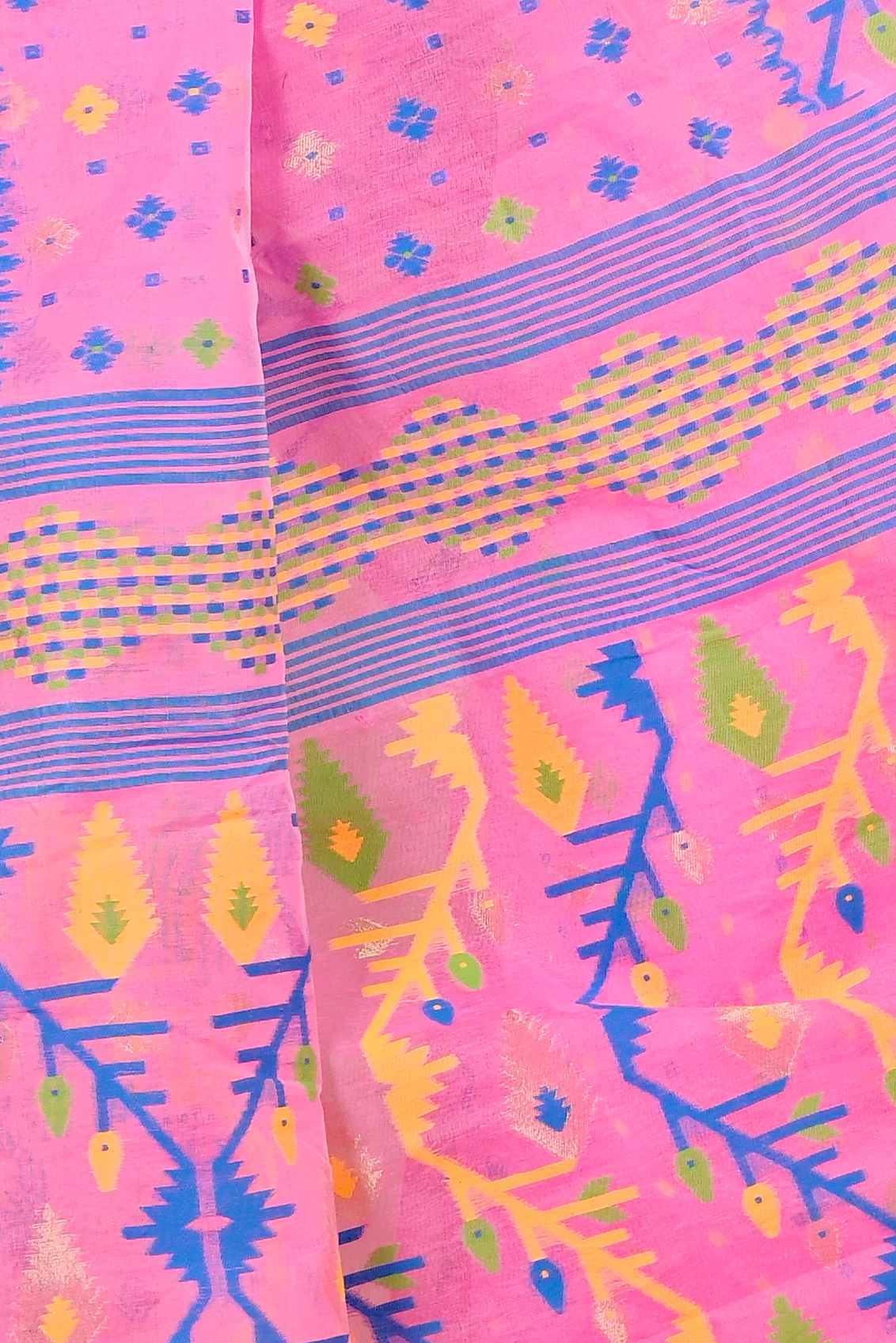 Pink Blended Cotton Rapkol Jamdani Saree (2024)