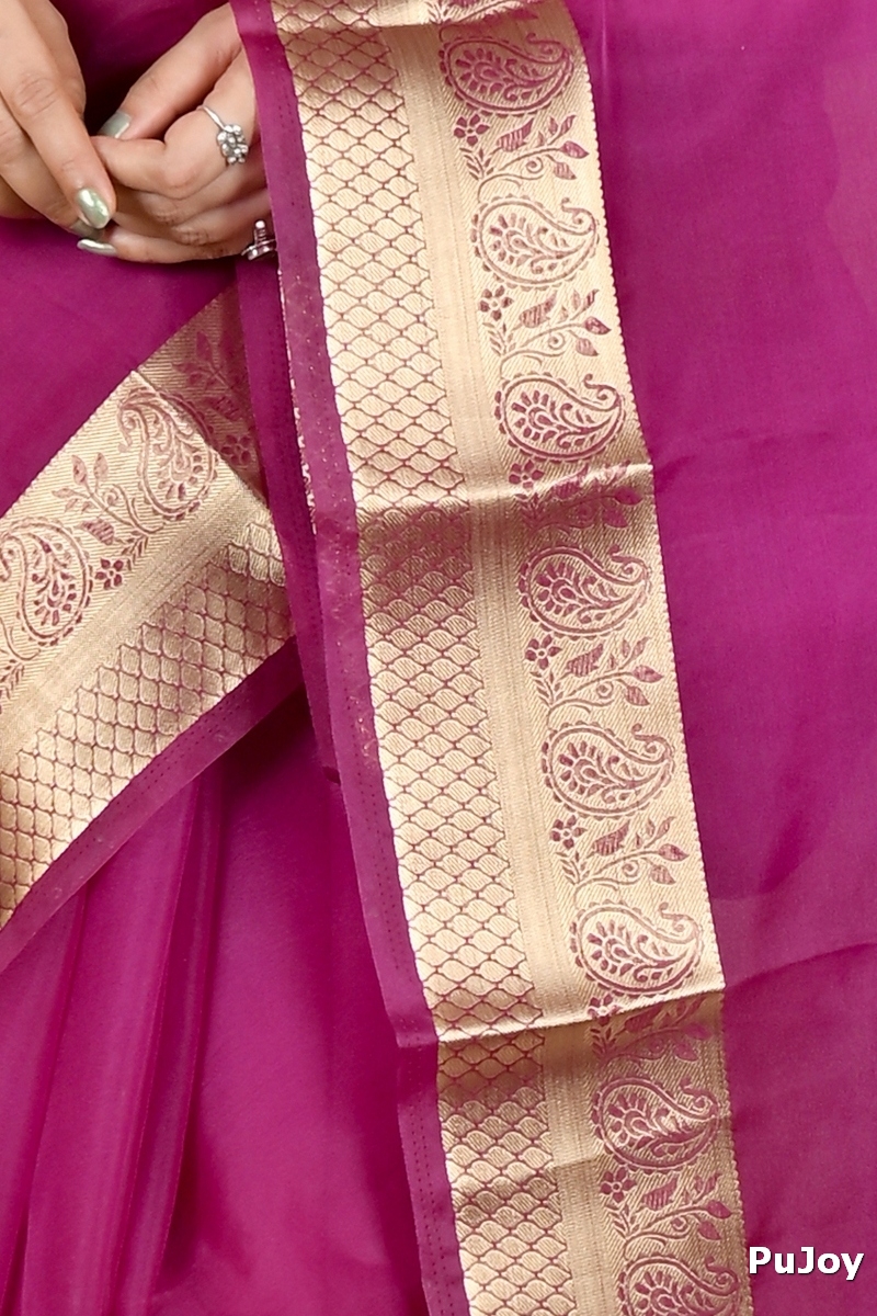 Purple Blended Cotton Sikto Hand Loom Saree (2028)