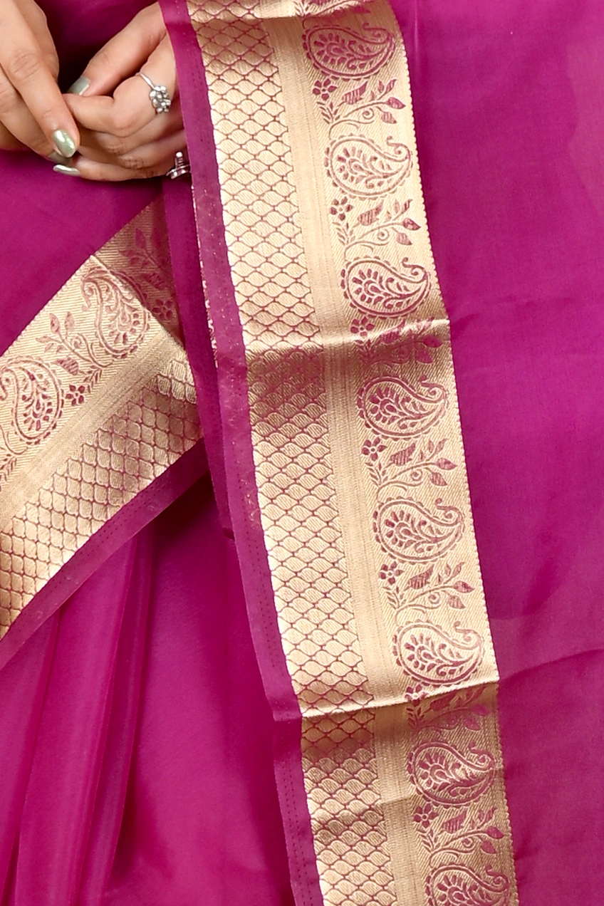 Purple Blended Cotton Sikto Hand Loom Saree (2028)