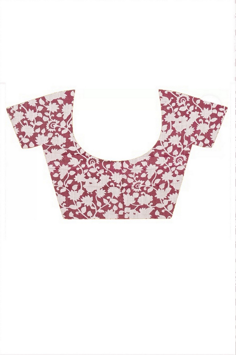 Purple Cotton Sebai Batik Print Saree (2036)