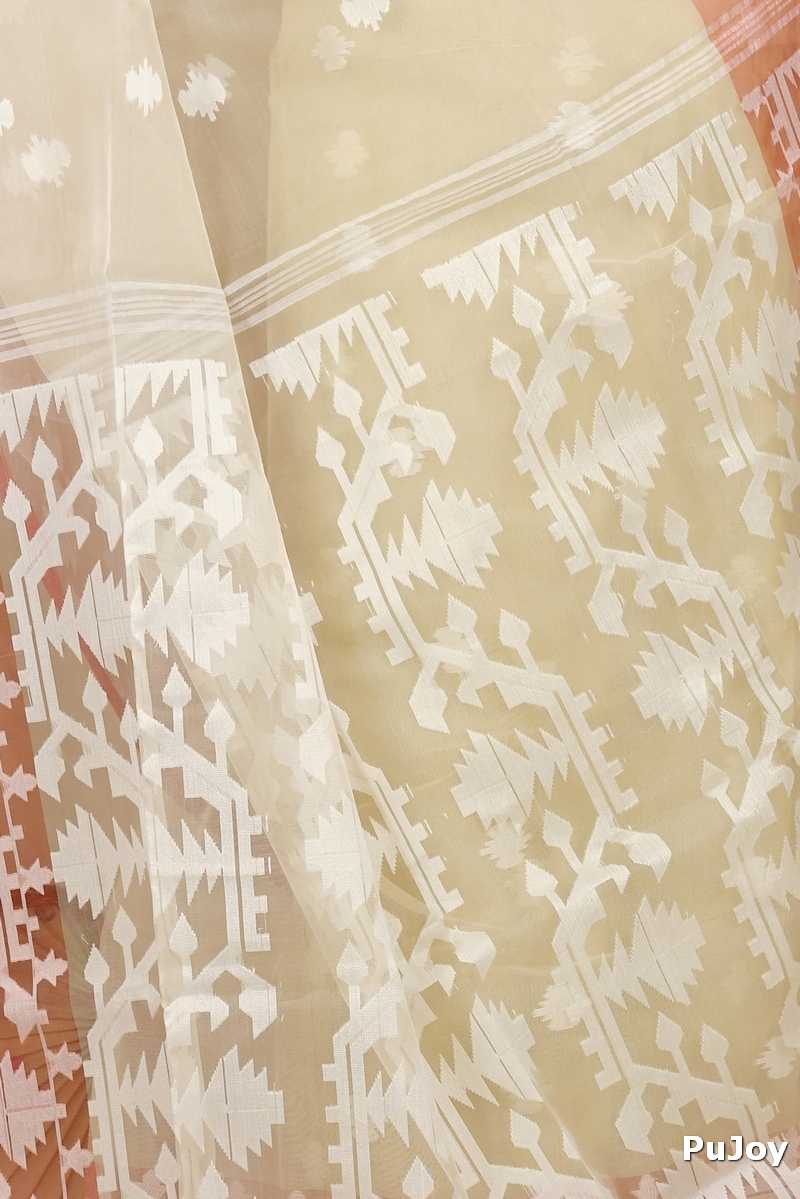 Cream Cotton Monimal Muslin saree (2045)