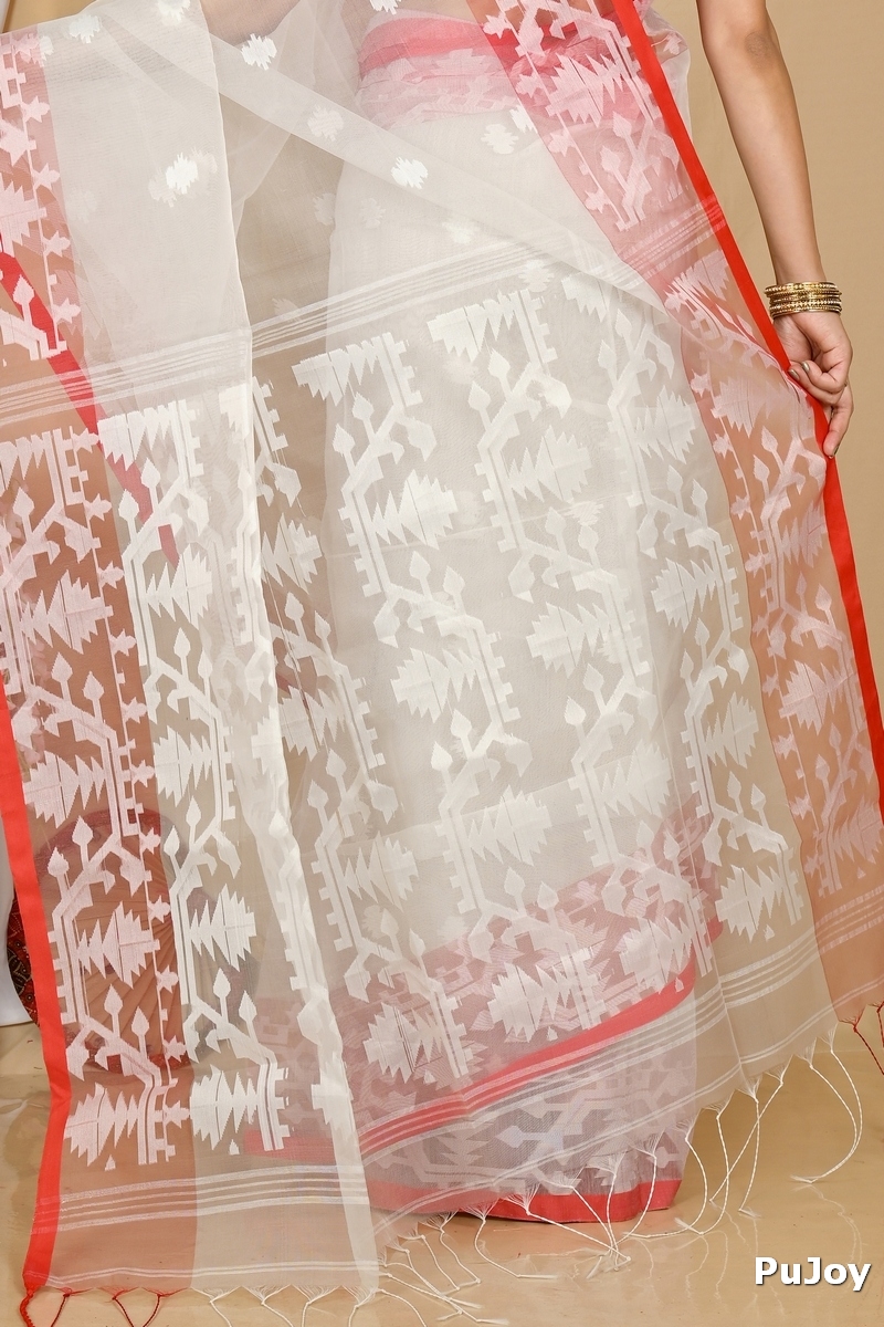White Cotton Monimal Muslin saree (2046)