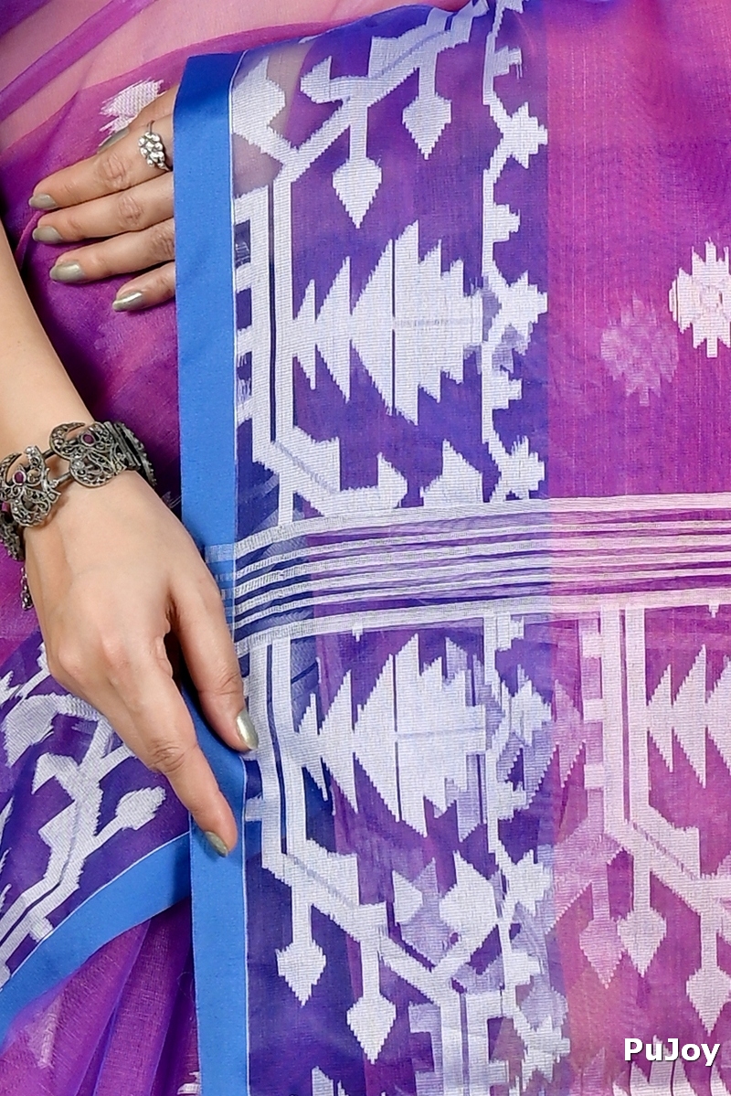 Purple Cotton Monimal Muslin saree (2048)