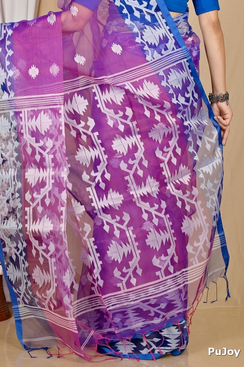 Purple Cotton Monimal Muslin saree (2048)
